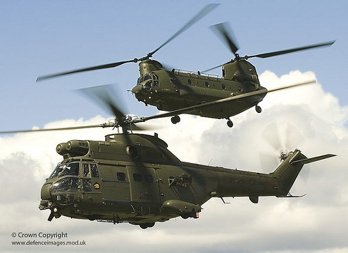 RAF Chinook & Puma in Close Formation