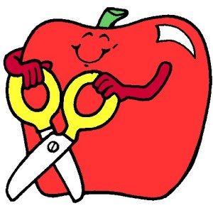 Apple with scissors