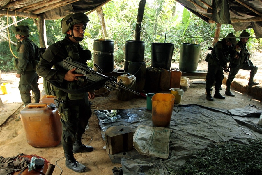 A jungle cocaine lab in Meta, Colombia