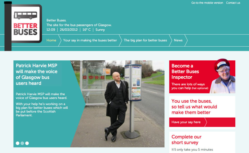 Screengrab of the Better buses website