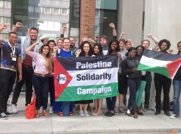 Members of the NUS National Executive Council shortly after voting to support the BDS campaign against the Israeli occupation of Palestine. Photo: NUS NEC.