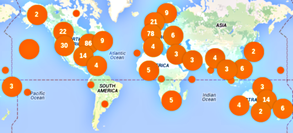 Map of planned actions for Global Divestment Day, 13-14 February 2015.