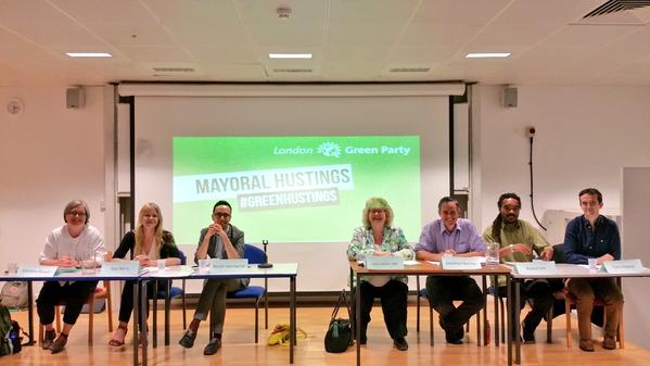 The prospective Green Party candidates for London Mayor at the hustings, chaired by Jean Lambert MEP. Photo: London Green Party.