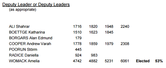 Deputy Leadership Election result