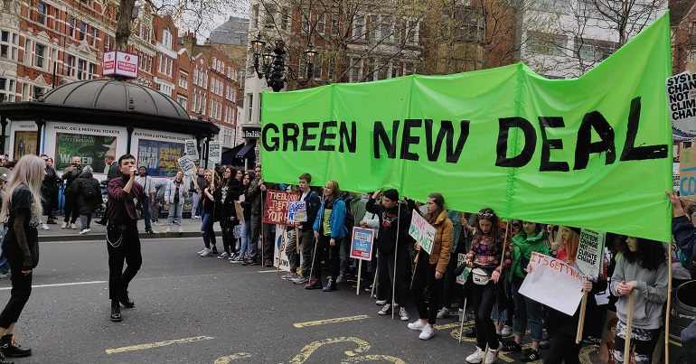 Green New Deal banner at the #YouthStrike4Climate