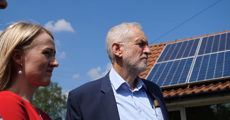 Jeremy Corbyn and Rebecca Long-Bailey announcing National Grid nationalisation plans