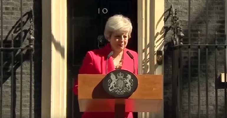 Theresay May crying at resignation speech