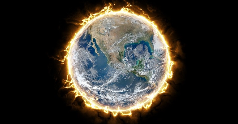 Earth on fire from climate change