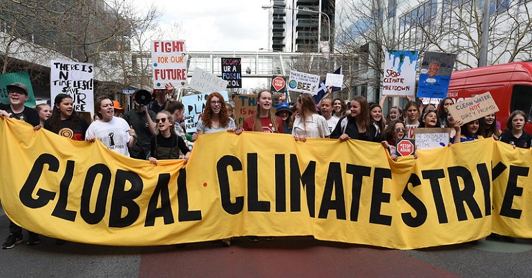 School children at the global climate strike