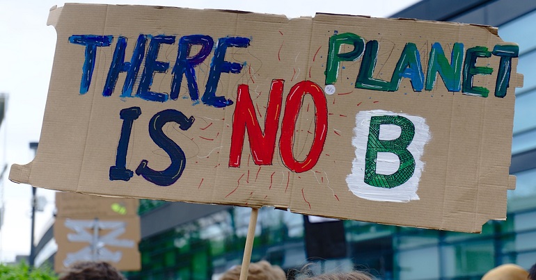Climate protest placard reading: "There is no planet B"