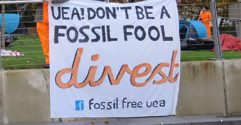 Fossil fuel divestment protest at UEA
