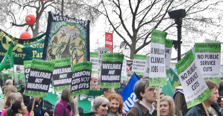 Green Party activists on an anti-austerity demonstration