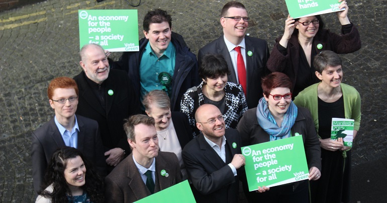 Scottish Green Party activists at a campaign launch