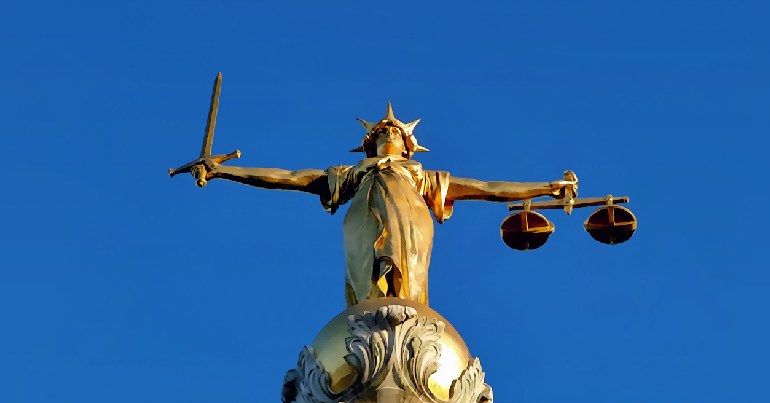 Lady justice on the Old Bailey