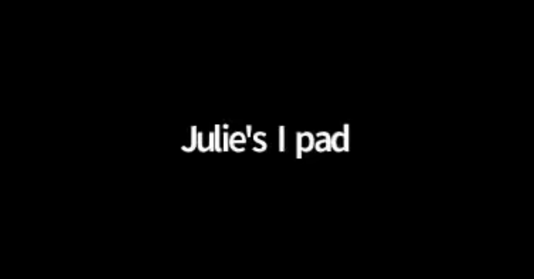 A black screen reading with text reading "Julie's I pad", taken from a Handforth Parish Council online meeting