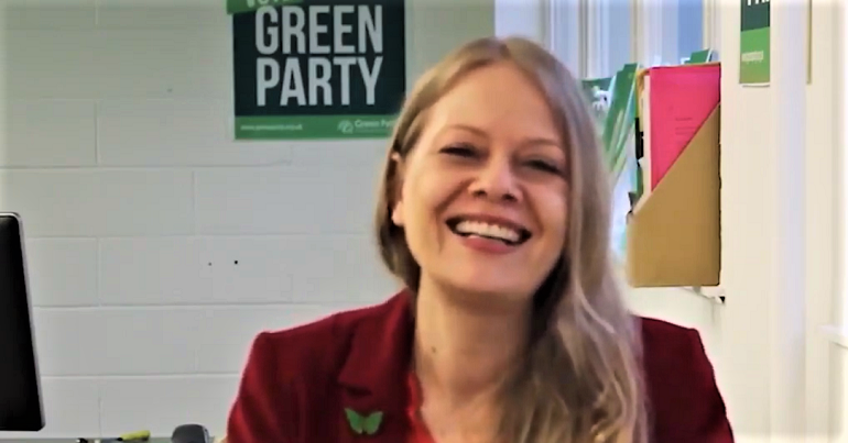 Sian Berry speaking at Green Party conference