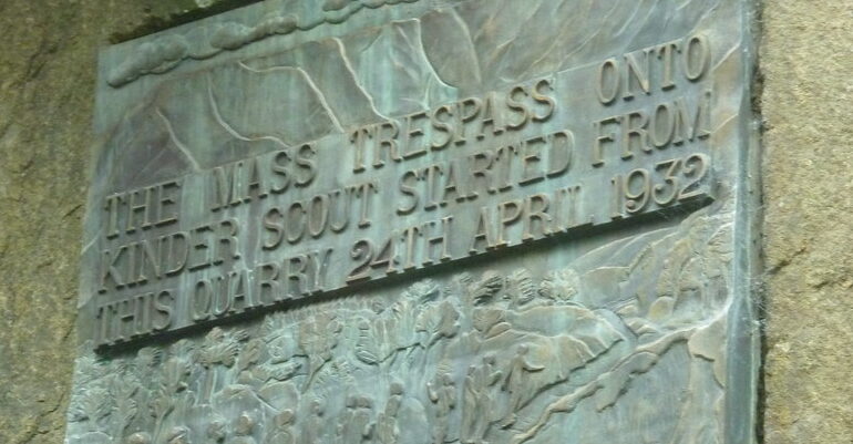 A plaque commemorating the Kinder Scout Trespass