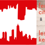 Silhouttes of buildings next to the front cover of feminist city by leslie kern.