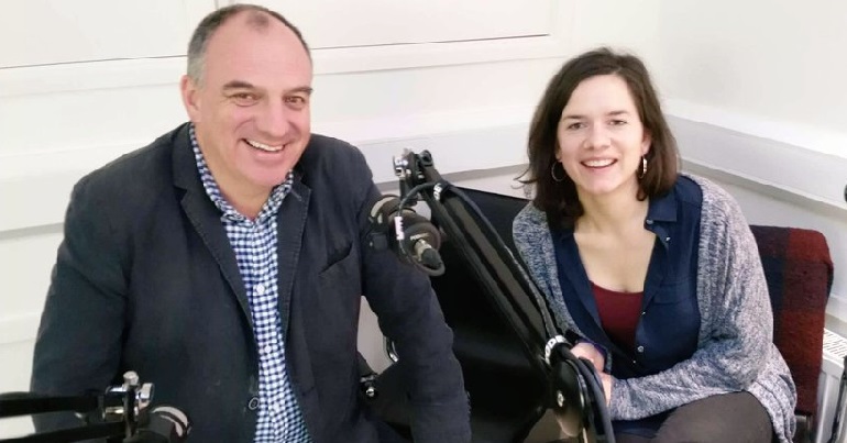 Julia Lagoutte interviewing Cllr Andrew Cooper for the Big Green Politics Podcast in 2019