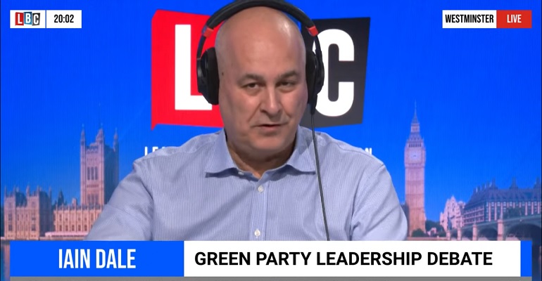 Iain Dale chairing the Green Party leadership debate
