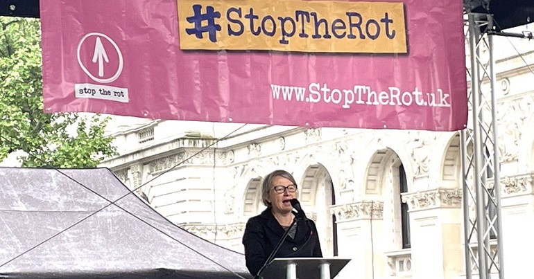 Natalie Bennett speaking at the Stop the Rot launch rally