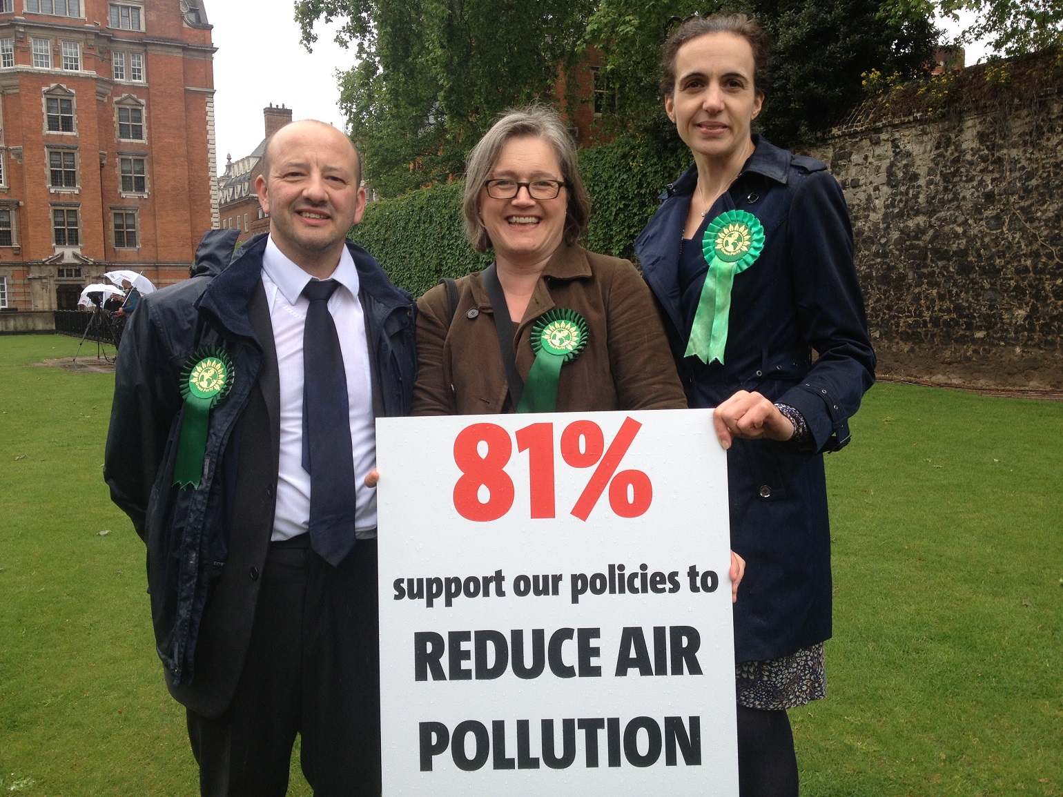 Charlie with Caroline Russell and Caroline Allen at the Green Party's GE 2015 campaign launch