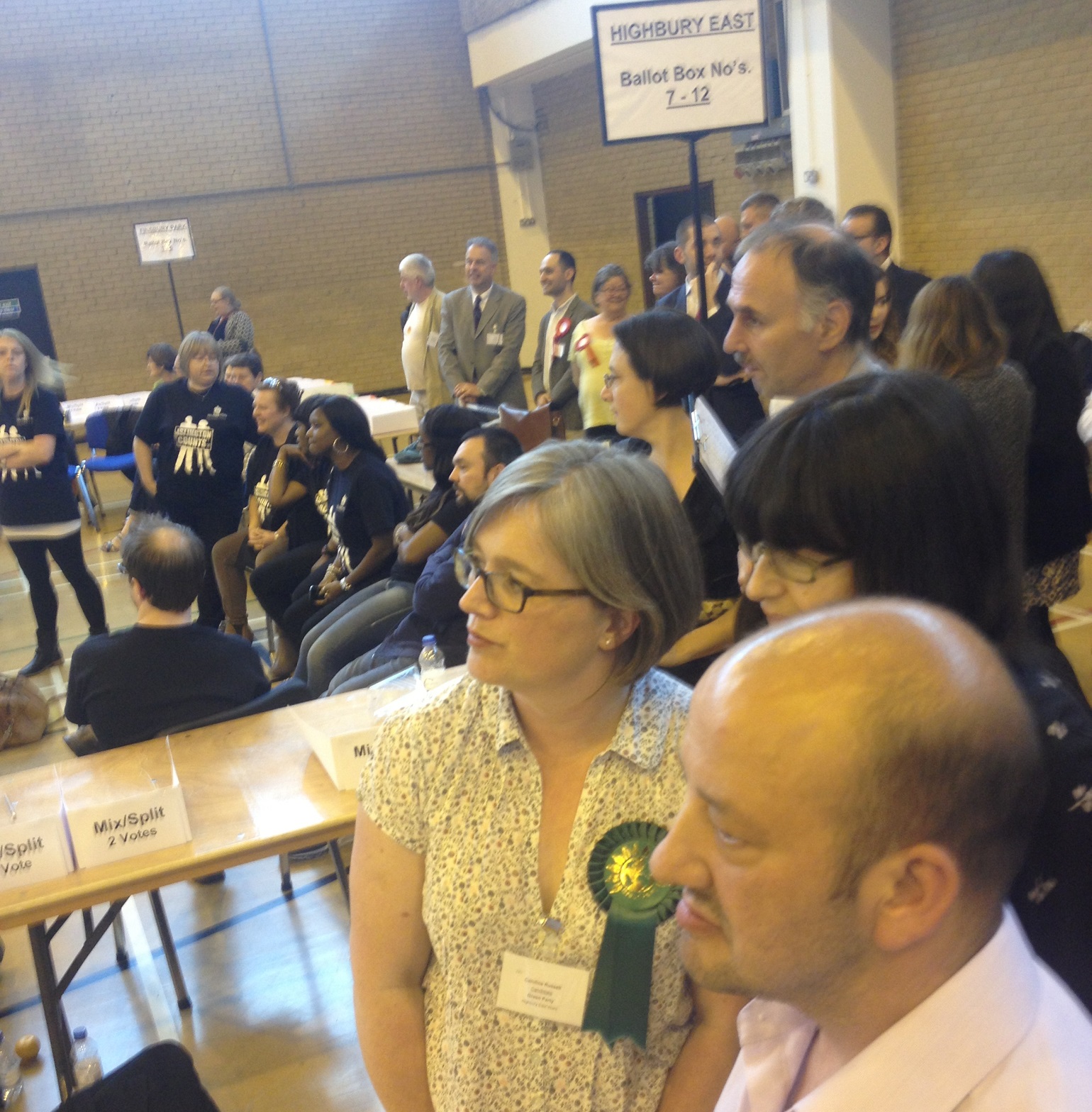 Charlie with fellow council candidates at the second recount resulting in Islington Greens winning the only opposition seat on islington Council in 2014 by eight votes.