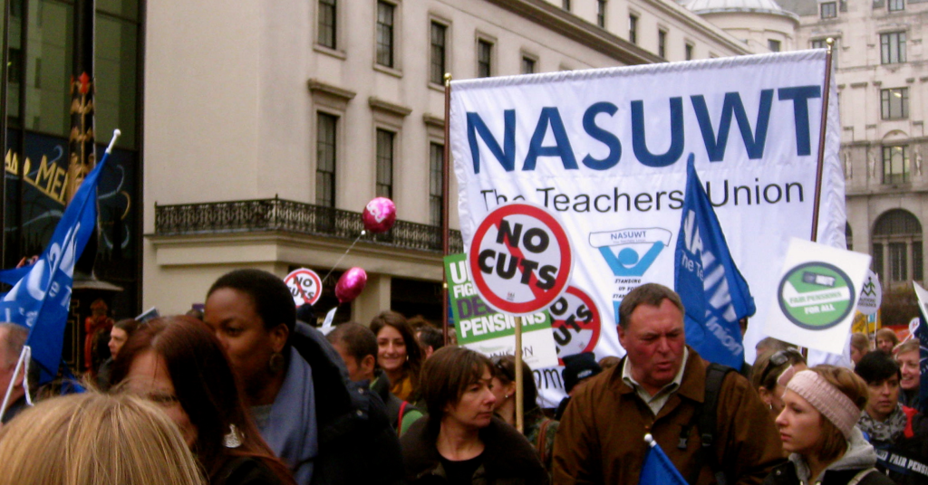 A NASUWT banner on a march