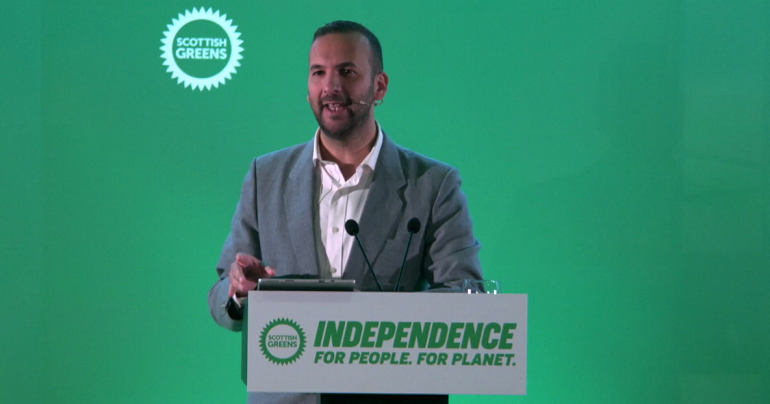 Zack Polanski speaking at Scottish Green Party conference