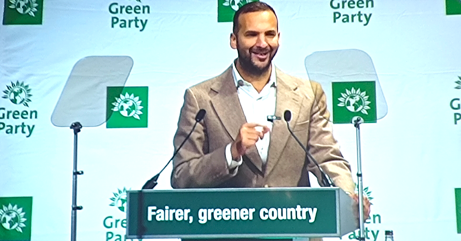 Zack Polanski speaking at Green Party Conference