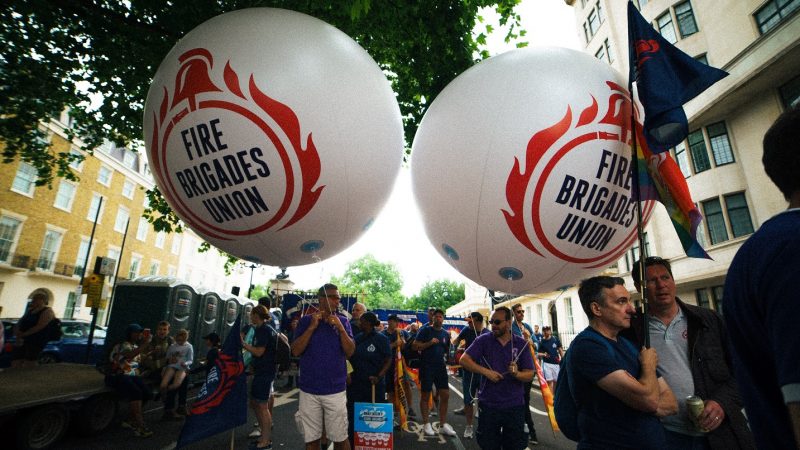FBU balloons on a demonstration
