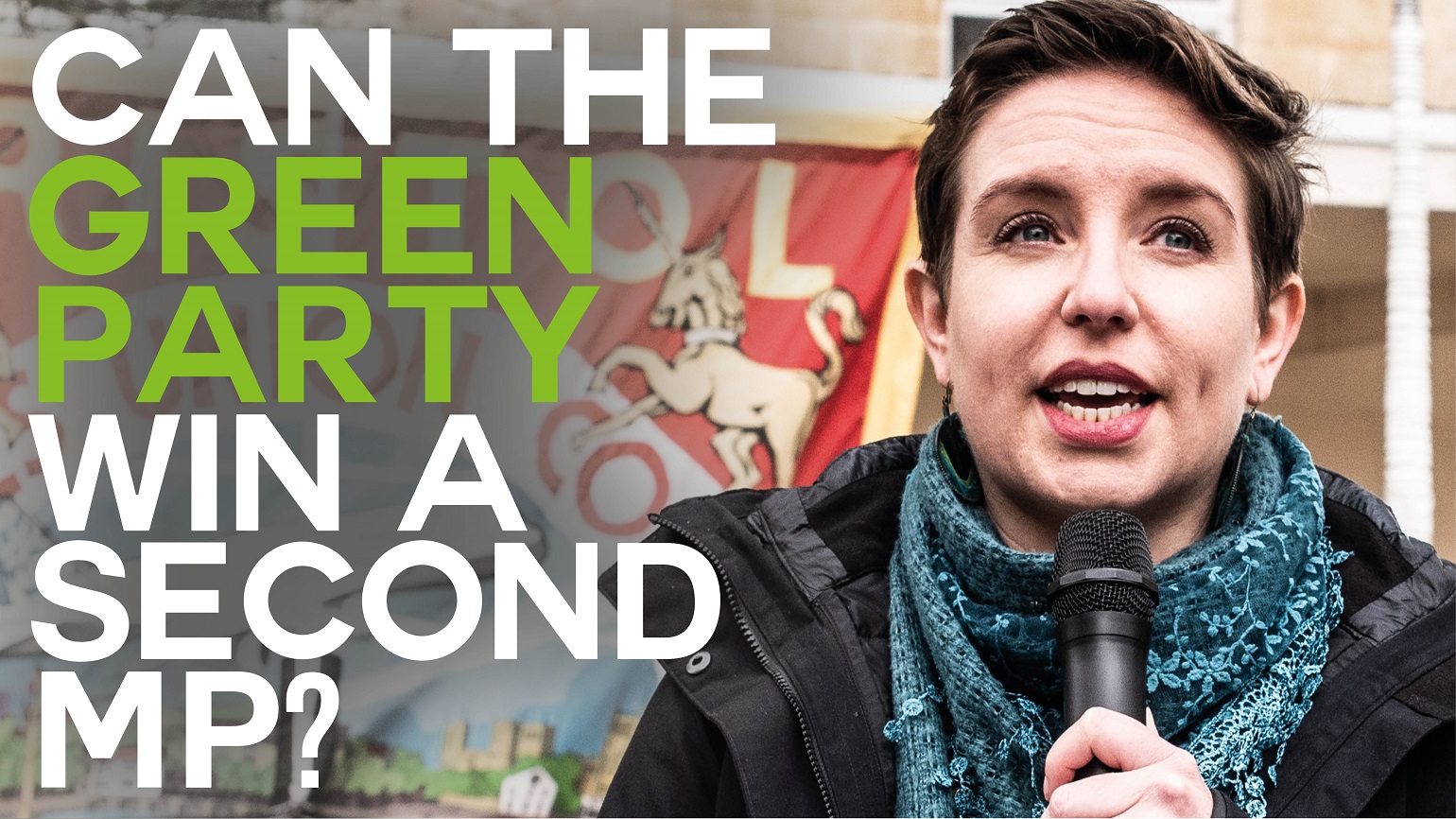 A photo of Green Party co-leader Carla Denyer with text overlaid reading "Can the Green Party win a second MP?