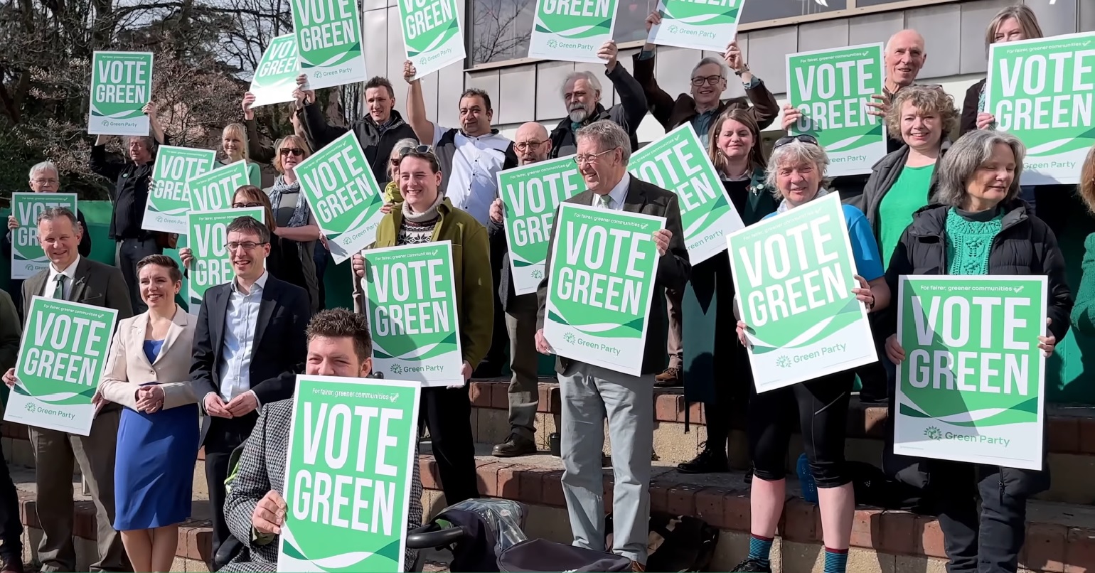 A photo of Green Party campaigners at the party's 2023 local elections launch in Mid Suffolk