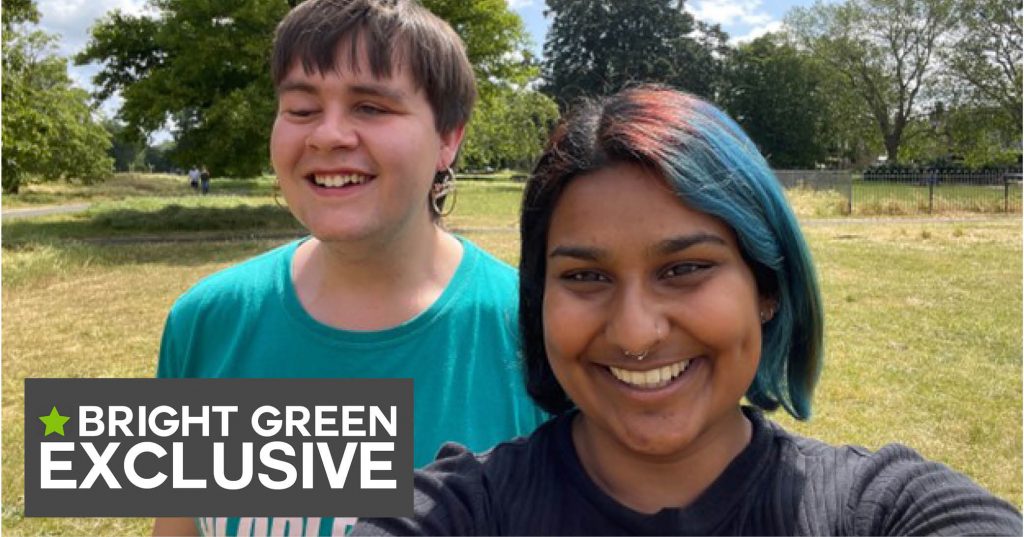 A photo of Kelsey Trevett and Ria Patel with text overlaid reading "Bright Green Exclusive"