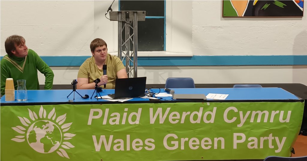 Phil Davies speaking at Wales Green Party conference