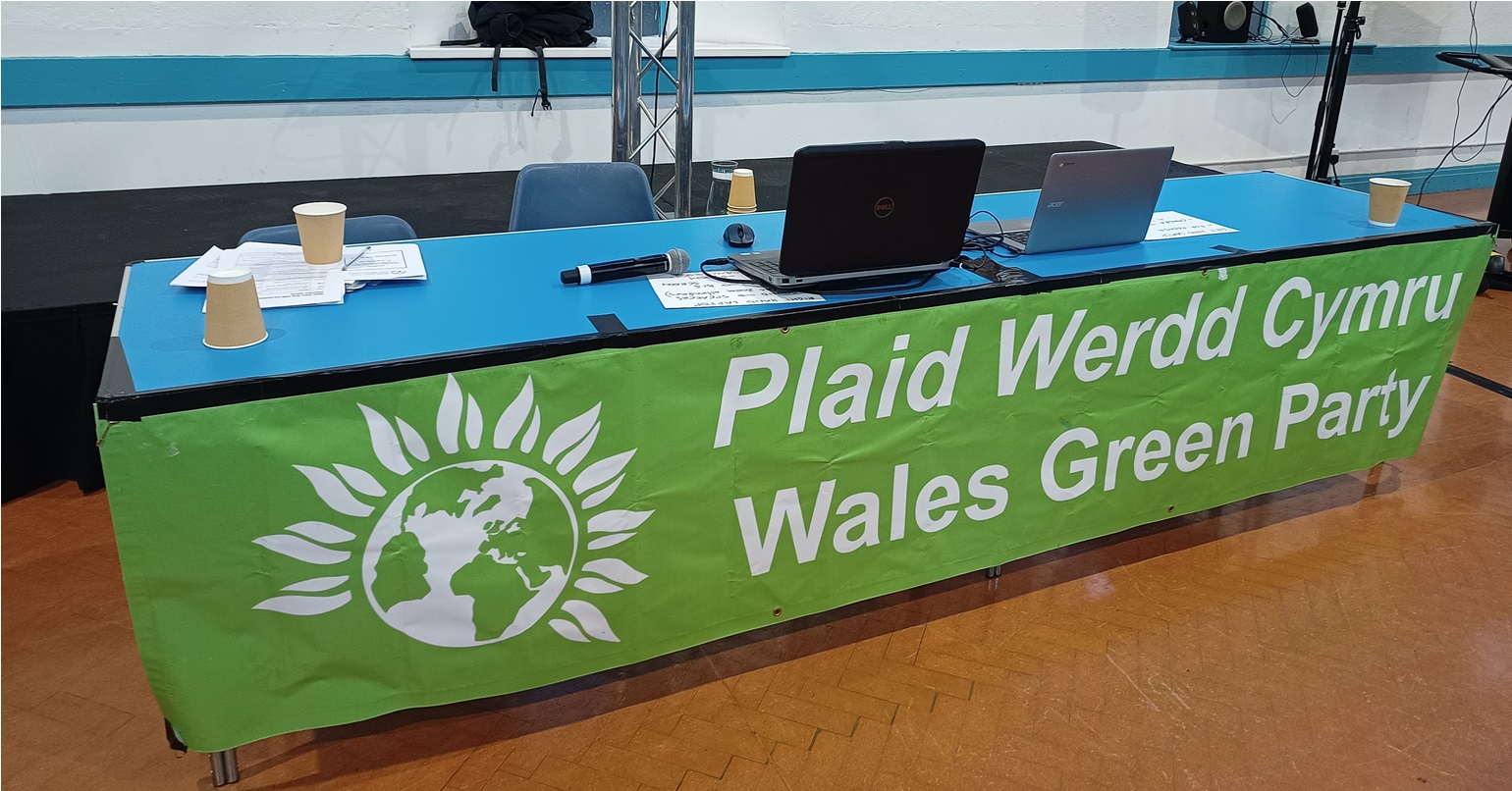 A photo of the front table at Wales Green Party conference
