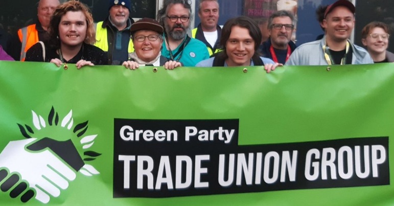 A photo of the Green Party Trade Union Group on a picket line
