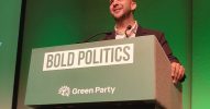 Zack Polanski delivering his party conference speech